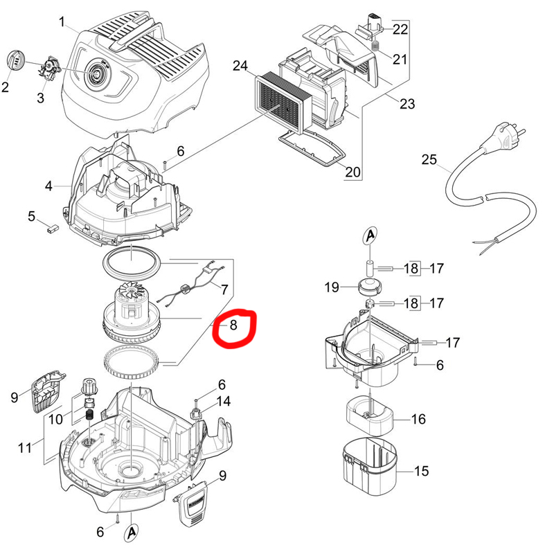 Motor Karcher, compatibil cu aspiratoare WD4